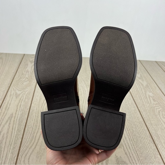 Sun + Stone Women's Tiannaa Platform Booties 7M Russet MC Faux Suede $80 - Picture 7 of 8